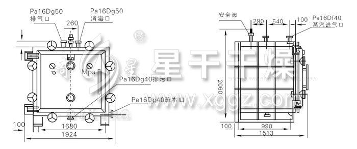 方形靜態(tài)真空干燥機結(jié)構(gòu)示意圖